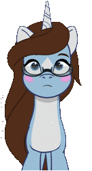 Size: 1746x3225 | Tagged: safe, artist:zsnowfilez, oc, oc only, oc:snowyz, pony, unicorn, g5, animated, countershading, female, floppy ears, gif, glasses, horn, mare, simple background, solo, transparent background