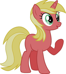 Size: 828x930 | Tagged: safe, artist:cloudy glow, edit, vector edit, cherry lemonade, pony, unicorn, g4, background pony, blank flank, female, horn, mare, missing cutie mark, open mouth, raised hoof, recolor, simple background, solo, transparent background, vector