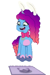 Size: 210x315 | Tagged: safe, edit, edited screencap, screencap, misty brightdawn, unicorn, g5, my little pony: tell your tale, animated, bowtie, bunny ears, cute, gif, horn, jumping, mistybetes, simple background, solo, transparent background