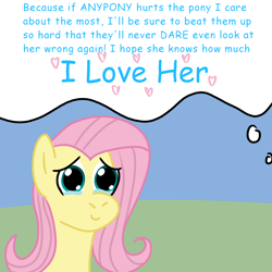 Size: 2000x2000 | Tagged: safe, artist:zoeyhorse, fluttershy, pegasus, pony, big eyes, bust, female, implied flutterdash, implied lesbian, implied rainbow dash, implied shipping, mare, offscreen character, smiling, solo, teary eyes, thought bubble
