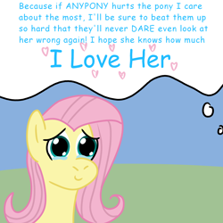 Size: 2000x2000 | Tagged: safe, artist:zoeyhorse, fluttershy, pegasus, pony, g4, big eyes, bust, female, implied flutterdash, implied lesbian, implied rainbow dash, implied shipping, mare, offscreen character, smiling, solo, teary eyes, thought bubble