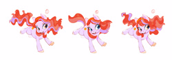 Size: 4164x1512 | Tagged: safe, artist:kraytt-05, oc, oc only, unnamed oc, earth pony, pony, female, filly, foal, freckles, magical lesbian spawn, offspring, open mouth, open smile, parent:apple bloom, parent:diamond tiara, parents:diamondbloom, simple background, smiling, unshorn fetlocks, white background