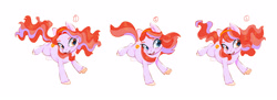 Size: 4164x1512 | Tagged: safe, artist:kraytt-05, oc, oc only, unnamed oc, earth pony, pony, female, filly, foal, freckles, magical lesbian spawn, offspring, open mouth, open smile, parent:apple bloom, parent:diamond tiara, parents:diamondbloom, simple background, smiling, unshorn fetlocks, white background, x0000 milestone