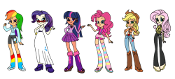 Size: 2682x1225 | Tagged: safe, applejack, fluttershy, pinkie pie, rainbow dash, rarity, twilight sparkle, human, equestria girls, g4, female, human coloration, humane five, humane six, redesign, simple background, transparent background