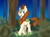 Size: 2700x2000 | Tagged: safe, artist:kenzie, autumn blaze, kirin, g4, autumn blaze's puppet, bush, cloven hooves, female, forest background, happy, hock fluff, looking at you, mare, open mouth, smiling, solo, stick, tree, vine, walking