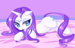 Size: 5100x3300 | Tagged: safe, artist:kawaiipony2, rarity, pony, unicorn, g4, absurd resolution, cute, eye clipping through hair, eyebrows, eyebrows visible through hair, eyeshadow, female, horn, lying down, makeup, mare, on side, raribetes, solo, tail