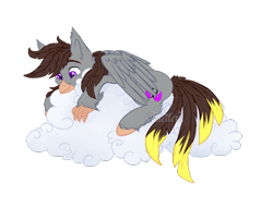 Size: 2100x1600 | Tagged: safe, artist:aledera, oc, oc only, oc:luxor, classical hippogriff, hippogriff, cloud, commission, lying down, lying on a cloud, male, on a cloud, simple background, smiling, transparent background, ych result
