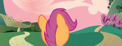 Size: 2753x1036 | Tagged: safe, composite screencap, edit, edited screencap, screencap, big macintosh, cheerilee, scootaloo, earth pony, pegasus, pony, g4, hearts and hooves day (episode), dirt road, female, filly, foal, male, mare, stallion