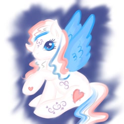 Size: 1280x1280 | Tagged: safe, artist:koalinaart, pegasus, g3, big eyes, blue background, cute, simple background, solo