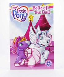 Size: 400x482 | Tagged: safe, artist:ken edwards, star catcher, twinkle twirl, earth pony, pegasus, pony, g3, official, belle of the ball, book, book cover, clothes, cover, dress, duo, duo female, eyes on the prize, female, jewelry, mare, tiara