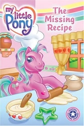 Size: 333x500 | Tagged: safe, sweetberry, earth pony, pony, g3, official, batter, book, book cover, chef's hat, cookie cutter, cover, female, food, hat, mare, rolling pin, solo, the missing recipe