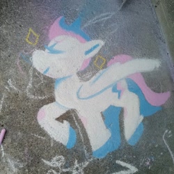 Size: 1080x1080 | Tagged: safe, artist:comicmaker, zipp storm, pegasus, pony, g5, chalk, chalk art, chalk drawing, eyes closed, female, mare, photo, raised hoof, solo, tail, traditional art, unshorn fetlocks, wings