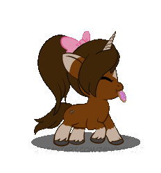 Size: 1497x1615 | Tagged: safe, artist:zsnowfilez, oc, oc:chocolate frostheart, pony, unicorn, animated, female, filly, foal, gif, horn, mouth hold, solo
