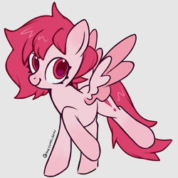 Size: 4096x4096 | Tagged: safe, artist:metaruscarlet, oc, oc only, oc:metaru scarlet, pegasus, pony, cutie mark, gray background, hooves up, looking at you, pegasus oc, ponysona, simple background, solo, spread wings, wings