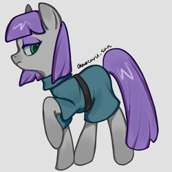 Size: 4096x4096 | Tagged: safe, artist:metaruscarlet, maud pie, earth pony, pony, g4, clothes, gray background, hooves up, simple background, solo