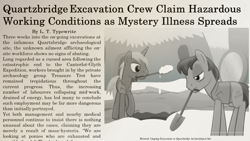 Size: 2000x1125 | Tagged: safe, artist:equestriaexploration, pony, atg 2024, mouth hold, newbie artist training grounds, newspaper, sepia, snow shovel