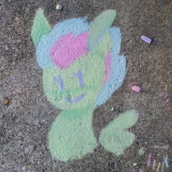 Size: 2048x2048 | Tagged: safe, artist:comicmaker, luminous dazzle, pegasus, pony, g5, chalk, chalk art, chalk drawing, dot eyes, female, irl, mare, photo, smiling, solo, traditional art, wings