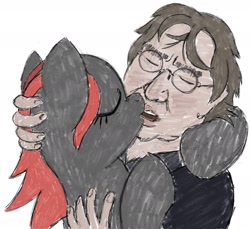 Size: 1987x1820 | Tagged: safe, oc, oc:zippers, earth pony, human, pony, bald, duo, eyes closed, female, gabe newell, hug, hugging a pony, human male, kissing, making out, male, mare, shipping, simple background, straight, white background