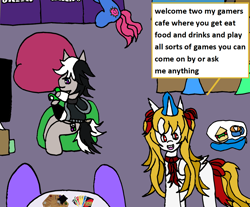 Size: 1152x956 | Tagged: safe, artist:ask-luciavampire, oc, earth pony, pony, undead, vampire, vampony, ask, cafe, gamer, tumblr