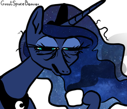 Size: 3500x3000 | Tagged: safe, artist:greatspacebeaver, princess luna, alicorn, pony, g4, coffee mug, crown, hoof hold, jewelry, lidded eyes, mug, open mouth, regalia, simple background, solo, squint, tired, white background