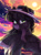 Size: 1902x2538 | Tagged: safe, artist:cheekipone, oc, oc:obsidian limelight, crystal pony, unicorn, bust, green eyes, hat, horn, looking at you, portrait, smiling, smiling at you, square pupils, sunset