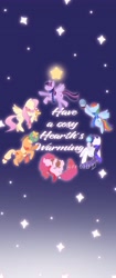 Size: 1714x4096 | Tagged: safe, artist:77-oplpd, artist:kkk8372178, applejack, fluttershy, pinkie pie, rainbow dash, rarity, twilight sparkle, alicorn, earth pony, pegasus, pony, unicorn, g4, christmas, christmas ornament, christmas wreath, clothes, decoration, female, group, hearth's warming, high res, holiday, horn, mane six, mare, scarf, sextet, signature, snow, twilight sparkle (alicorn), wreath