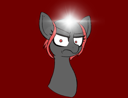 Size: 2367x1812 | Tagged: safe, oc, oc only, oc:zippers, earth pony, pony, angry, bald, cute, female, looking at you, mare, red background, shiny, simple background, solo