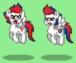 Size: 368x304 | Tagged: safe, oc, oc only, pegasus, pony, pony town, argument, duo, green background, korea, nation ponies, north korea, ponified, simple background, south korea