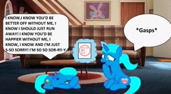 Size: 2628x1444 | Tagged: safe, artist:memeartboi, pegasus, pony, unicorn, g4, bawling, chatting, colt, couch, crying, crying on the outside, depressed, depression, duo, duo male and female, emotional, exam, female, foal, gasp, gasping, glowing, glowing horn, gumball watterson, heart, horn, living room, lying down, male, manipulation, mare, mother, mother and child, mother and son, nicole watterson, ponified, remorse, sad, sad pony, shocked, shocked expression, shocked eyes, sitting, sobbing, sorry, the amazing world of gumball, threat, threatening, upset, wings, worried