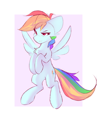 Size: 2000x2500 | Tagged: safe, artist:o0o-bittersweet-o0o, rainbow dash, pegasus, pony, g4, blushing, eyebrows, female, flying, high res, legs together, redraw, simple background, sketch, smiling, smirk, solo, spread wings, wings