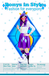 Size: 1944x3000 | Tagged: safe, artist:wild-woelfchen, opalescence, rarity, human, g4, boots, clothes, cosplay, costume, cutie mark on clothes, duo, glasses, hand on hip, high heel boots, irl, irl human, measuring tape, photo, rarity's glasses, shirt, shoes, skirt