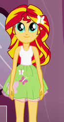 Size: 490x936 | Tagged: safe, artist:qbert2kcat, sunset shimmer, equestria girls, g4, bare shoulders, clothes, clothes swap, female, shirt, skirt, sleeveless, solo, tank top