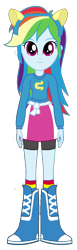 Size: 349x1133 | Tagged: safe, artist:matheusema, artist:qbert2kcat, rainbow dash, equestria girls, g4, background removed, boots, clothes, high heel boots, shirt, shoes, simple background, skirt, socks, solo, sweater, transparent background