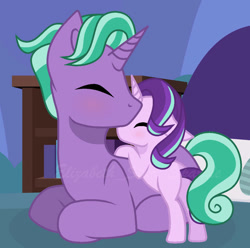 Size: 897x891 | Tagged: safe, artist:sunlightshimmer64, firelight, starlight glimmer, pony, unicorn, g4, base used, butt, cute, daaaaaaaaaaaw, duo, duo male and female, eyes closed, father and child, father and daughter, female, filly, filly starlight glimmer, foal, glimmerbetes, horn, male, plot, stallion, younger