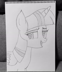 Size: 2816x3263 | Tagged: safe, artist:mangofoxx, twilight sparkle, alicorn, g4, pencil drawing, sketch, smug, solo, traditional art, twilight sparkle (alicorn)