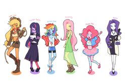 Size: 2400x1600 | Tagged: safe, artist:somew11, applejack, fluttershy, pinkie pie, rainbow dash, rarity, twilight sparkle, human, g4, humanized, mane six