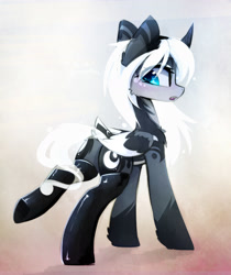 Size: 1501x1786 | Tagged: safe, artist:magnaluna, princess luna, alicorn, pony, g4, abstract background, alternate design, alternate hairstyle, alternate universe, blushing, both cutie marks, butt, cheek fluff, chest fluff, clothes, colored wings, cute, dock, eye clipping through hair, female, folded wings, horn, latex, latex socks, looking back, lunabetes, magnaluna is trying to murder us, mare, moonbutt, multicolored wings, open mouth, plot, raised leg, socks, solo, tail, underhoof, white hair, white-haired luna, wings