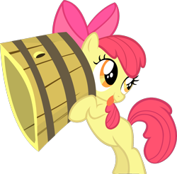 Size: 1800x1771 | Tagged: safe, artist:inmoralidadtolerable, apple bloom, earth pony, pony, g4, adorabloom, bipedal, bucket, cute, female, filly, foal, holding, show accurate, silly, silly filly, simple background, solo, tongue out, transparent background, vector