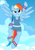 Size: 1200x1700 | Tagged: safe, artist:flash equestria photography, rainbow dash, pegasus, anthro, unguligrade anthro, g4, arm hooves, belly, belly button, breasts, busty rainbow dash, female, flying, grin, semi-quad, smiling, solo, sports outfit, sweatband, vector