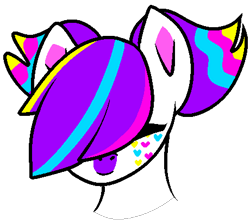 Size: 460x410 | Tagged: safe, artist:kharmacal, oc, oc only, oc:palette, earth pony, pony, artfight, bust, colorful, pigtails, portrait, simple background, solo, transparent background