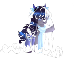 Size: 1854x1388 | Tagged: safe, artist:sakimiaji, oc, oc only, oc:oreo cream, pegasus, pony, clothes, female, horns, mare, scarf, simple background, socks, solo, transparent background