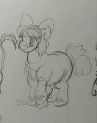 Size: 1702x2160 | Tagged: safe, artist:sparjechkaa, apple bloom, earth pony, g4, alternate universe, child, curly hair, cute, eyelashes, female, filly, foal, freckles, headcanon, solo, traditional art, unshorn fetlocks