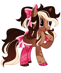 Size: 1280x1539 | Tagged: safe, artist:dilfistic, oc, oc only, oc:chocolate hearts, pony, unicorn, bow, clothes, female, hair bow, horn, mare, simple background, socks, solo, tail, tail bow, transparent background