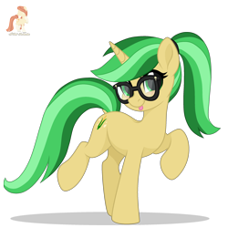 Size: 2500x2500 | Tagged: safe, artist:r4hucksake, oc, oc only, oc:popcorn, pony, unicorn, base used, cute, female, glasses, horn, mare, ocbetes, simple background, solo, tongue out, transparent background