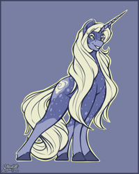 Size: 2400x3000 | Tagged: safe, artist:stardustspix, oc, oc only, oc:cloud collapse, pony, unicorn, coat markings, colored eyebrows, colored eyelashes, colored horn, eyebrows, eyebrows visible through hair, female, high res, horn, long hair, mare, no pupils, solo, tall, thighs, thunder thighs