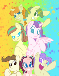 Size: 775x985 | Tagged: safe, artist:colorcoookie0w0, apple bud, cream puff, pound cake, princess flurry heart, pumpkin cake, oc, oc:color cookie, oc:stellar glitter, alicorn, earth pony, pegasus, pony, unicorn, g4, base used, budbetes, creambetes, cute, female, flurrybetes, gradient background, group, horn, male, mare, ocbetes, offspring, older, older apple bud, older cream puff, older flurry heart, older pound cake, older pumpkin cake, parent:starlight glimmer, parent:sunburst, parents:starburst, poundabetes, pumpkinbetes, stallion