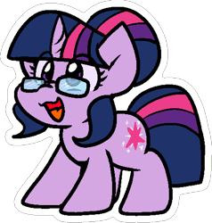 Size: 463x486 | Tagged: safe, artist:zutcha, sci-twi, twilight sparkle, pony, unicorn, g4, cute, eye clipping through hair, glasses, open mouth, open smile, outline, sci-twiabetes, simple background, smiling, solo, transparent background, twiabetes, unicorn sci-twi, white outline