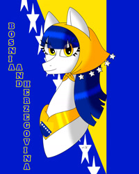 Size: 1717x2146 | Tagged: safe, artist:hiroultimate, oc, oc only, pony, bosnia and herzegovina, nation ponies, ponified, solo