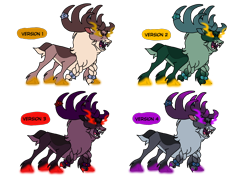 Size: 1414x1000 | Tagged: safe, artist:zetikoopa, stronghoof hoofstrong (tfh), deer, reindeer, them's fightin' herds, color palette, community related, glowing, glowing eyes, glowing hooves, male, sharp teeth, sianach, simple background, solo, teeth, transparent background