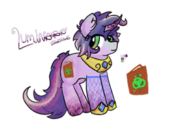 Size: 2160x1620 | Tagged: safe, artist:felixmcfurry, oc, oc only, oc:luminara sparkle, pony, unicorn, clothes, felixverse, fishnet clothing, fishnet stockings, green eyes, horn, magical lesbian spawn, male, next generation, not a rash, not a skin condition, offspring, parent:rarity, parent:twilight sparkle, parents:rarilight, shading, simple background, smiling, solo, stallion, stockings, teenager, thigh highs, transparent background, unicorn oc